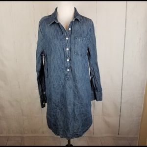 J. Crew Blue Chambray Linen Shirt Dress Size 12